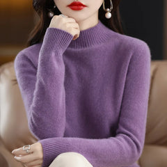 Sweater Fashion High Collar Basic Knitwear Solid Long Sleeve Pullovers