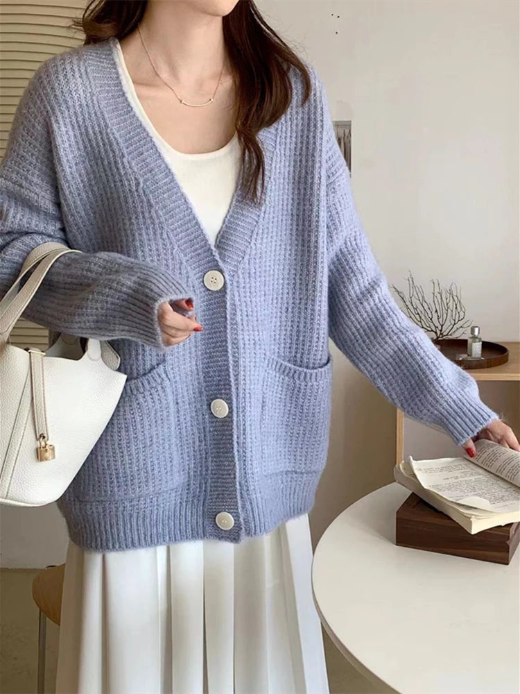 Fashion Chic Vintage Oversized Sweaters Knitted Cardigans