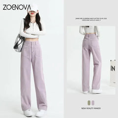 Color Y2K Spring Trendy Jeans Elastic Women Pants