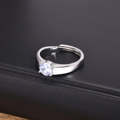 Zircon Ring for Men Silver Plated Adjustable Open Ring