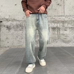 Men's Baggy Straight Jeans Fashion Vintage Denim Trousers