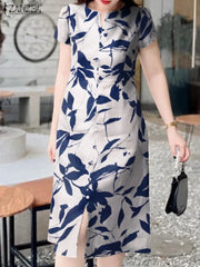 Summer Slit Hem Long Robe Casual Midi Dress