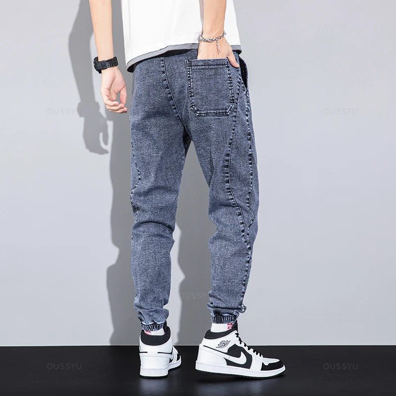 Cargo Jeans Men Streetwear Denim Jogger Pants Baggy Harem