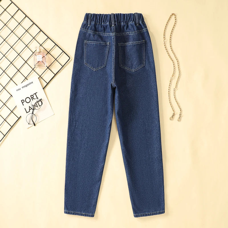 Casual Elastic High Waist Loose Solid Color Simple Ankle Length Pants