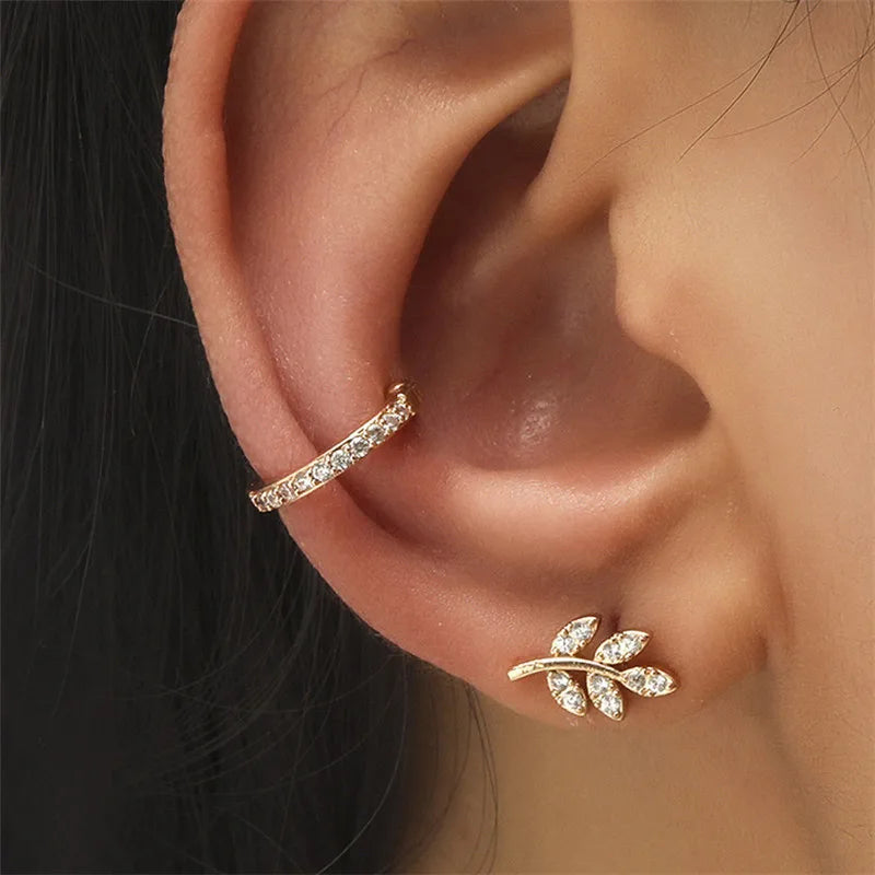 Bohemian NO Piercing Crystal Rhinestone Ear Cuff Wrap Stud Clip Earrings