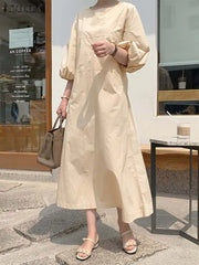 Fashion Sundress Casual Solid 3/4 Sleeve OL Work Midi Robe Oversize