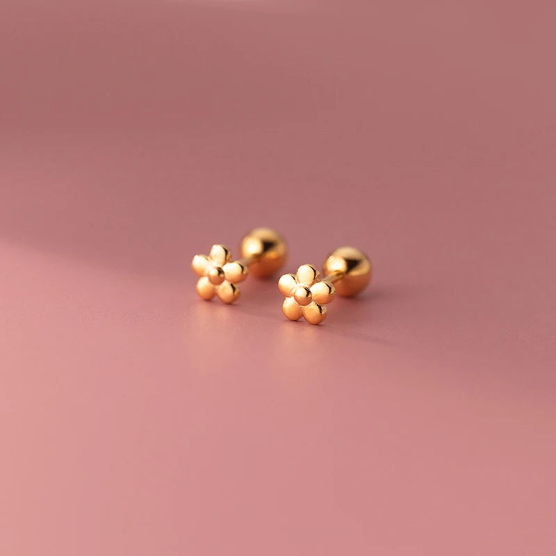 Cute Flowers Baby Screw Beads Stud Earrings Minimalist