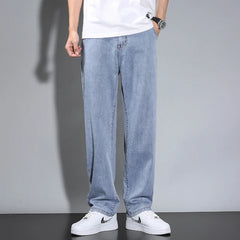 Summer Thin Men's Straight Loose Gray Jeans Trousers