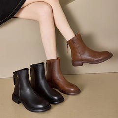 Women's Genuine Leather Ankle Boots Shoes Platform Split Zipper