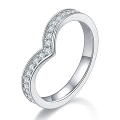 V-shaped Full  Ring Band for Women Style Engagement Rings