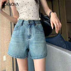 Retro Blue Contrast Design Women's Jeans Fashion Casual Denim