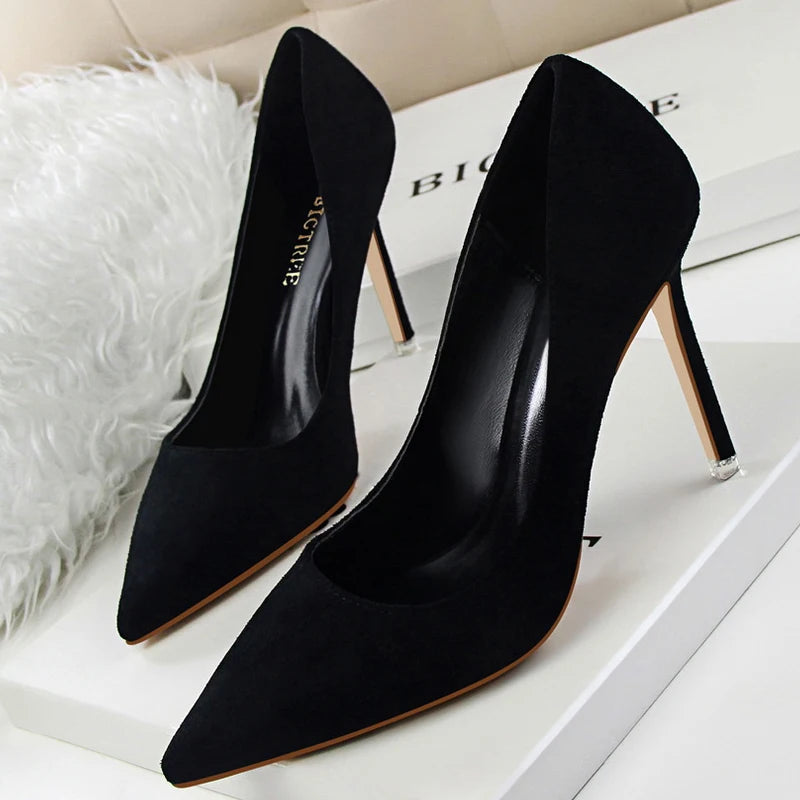 Pumps Suede High Heels Shoes Fashion Office Shoes Stiletto