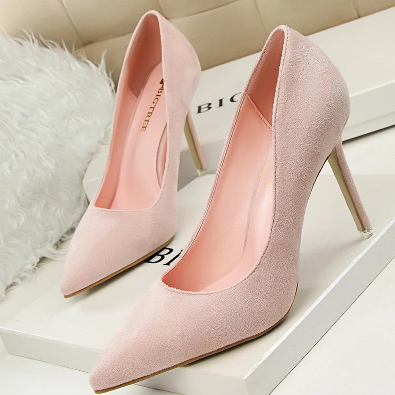 Pumps Suede High Heels Shoes Fashion Office Shoes Stiletto