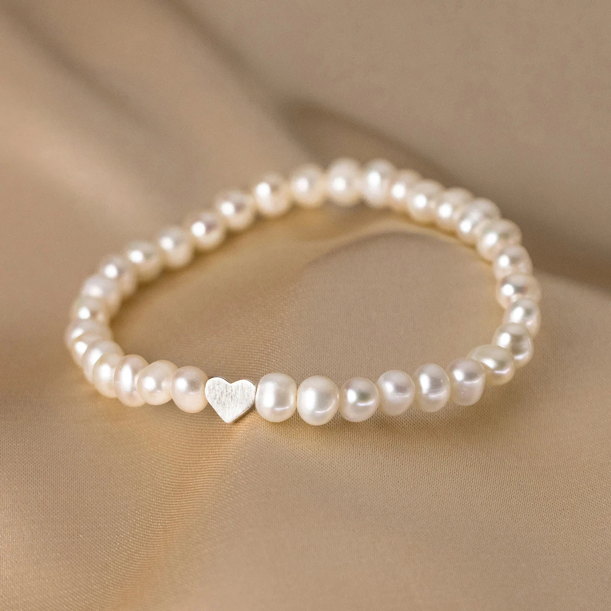 Silver Heart Strand Bracelet Elegant Pearl Bracelets Jewelry