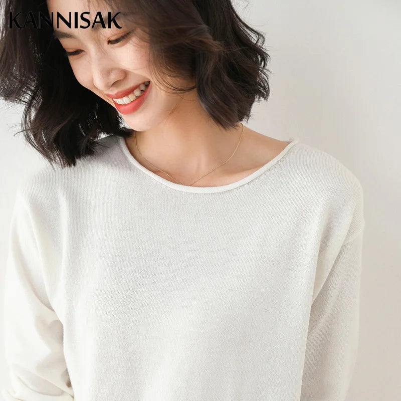 Sweater Solid Knitwear Loose Female Basic Casual Jumpers