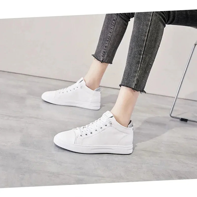 Shoes Women Sneakers Cowhide Fashion Ladies Flat Casual Footwear