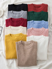 knit soft jumper tops O-Neck Pullovers Sweaters