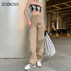 Women Cargo Pants Vintage Low Waist Chic  Baggy Trousers