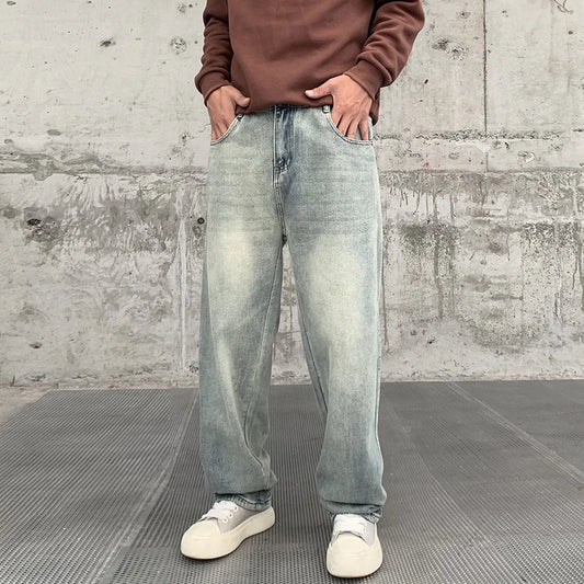Men's Baggy Straight Jeans Fashion Vintage Denim Trousers