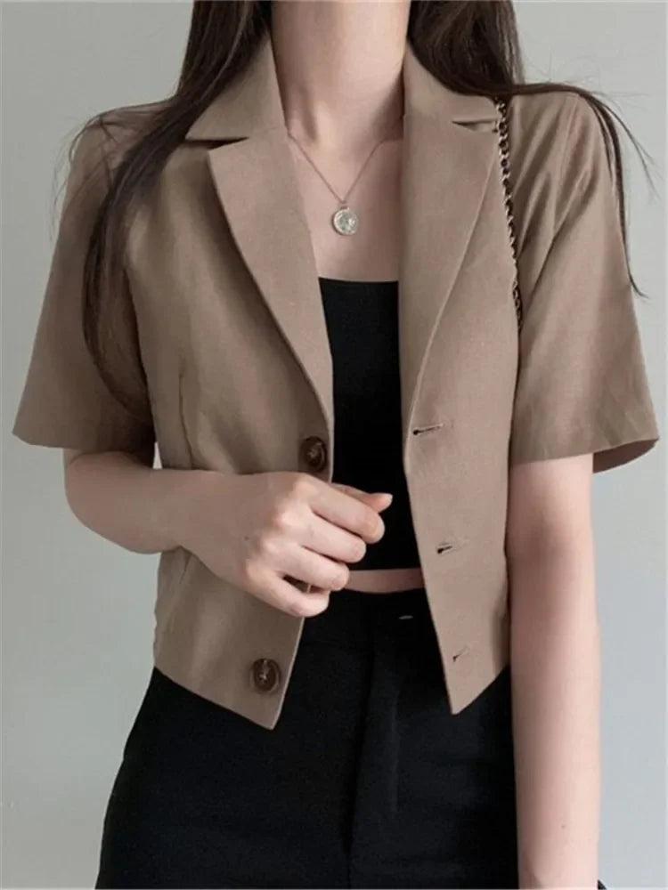 Vintage Style Suit Women's Blazer Casual Short Outwear