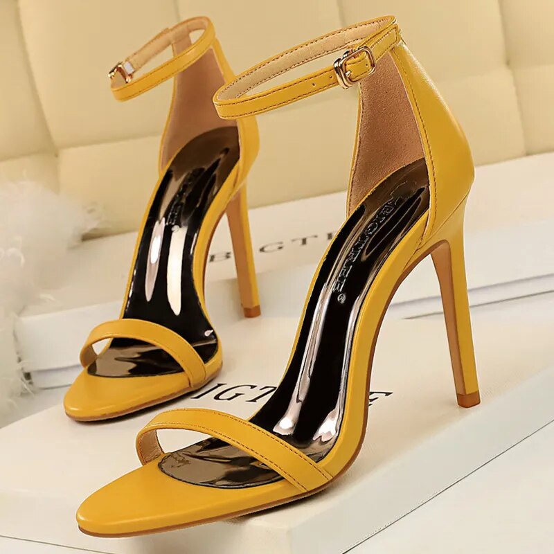 Shoes Summer Sandals Suede Hollow High Heels Stiletto