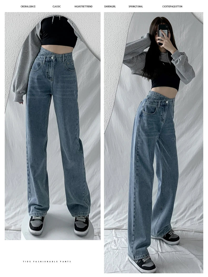 Jeans Women Wide Leg Pants Mom High Waist Woman Trousers