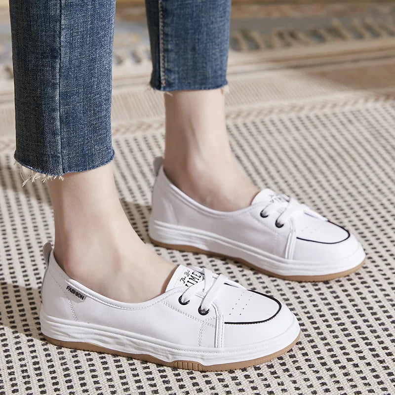 Women Flats Spring Summer Soft Cow Leather Women Casual Shoes