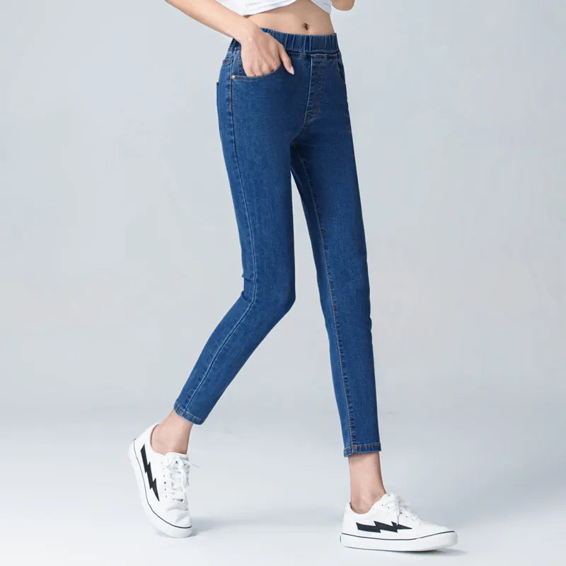 Women's Elastic High Waist Skinny Jeans Fashion