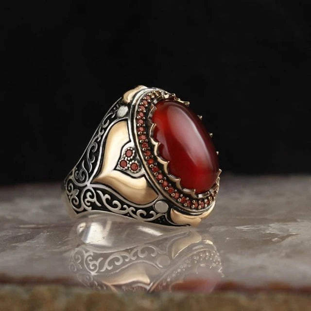 Retro Handmade Signet Ring for Men Vintage