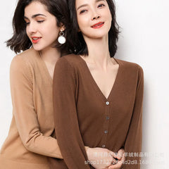 Cardigans Single Breasted V-neck Knitted Sweater Fashion