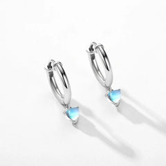 Silver Romantic Hearts Moonstone Ear Buckles Jewelry Fashion Earrings