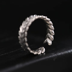 Silver Wheat Cuff Finger Rings Unisex Fashion Jewelry