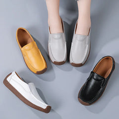 Women Female Ladies Mother Genuine Leather Shoes Flats Loafers