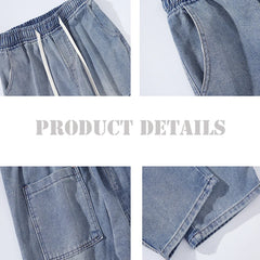Elastic Waist Cargo Baggy Jeans High Street Pants Straight Y2K Multi-pocket Overalls