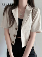 Vintage Style Suit Women's Blazer Casual Short Outwear