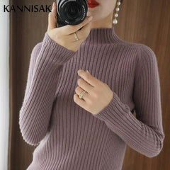 Sweater Solid Mock Neck Shirt Slim Fit Stretch Pullovers