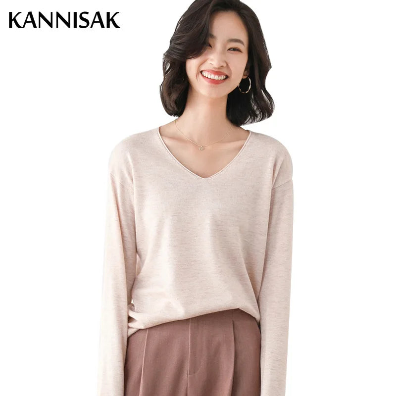 Sweater Solid Knitwear Loose Female Basic Casual Jumpers