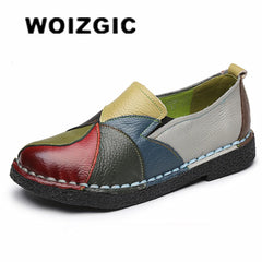 Women's Ladies Shoes Flats Genuine Leather Loafers Moccasins Mixed Colorful