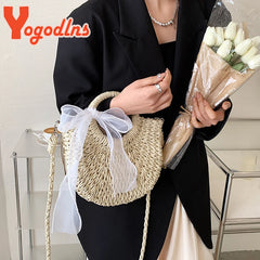 Straw Bags Hand-Woven Rattan Bag Handmade Purse