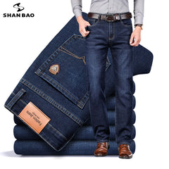 straight stretch denim jeans classic style youth men's business casual trousers