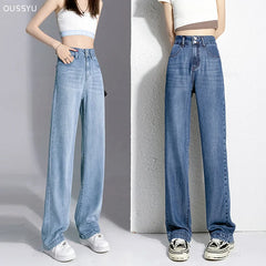 Wide-Leg Jeans High Waist Design High Street Trousers