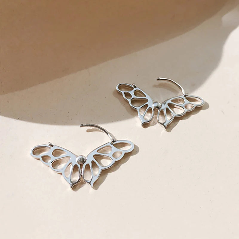 Minimalist Hollow Butterfly Geometric Hoop Earrings