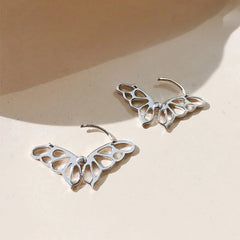 Minimalist Hollow Butterfly Geometric Hoop Earrings