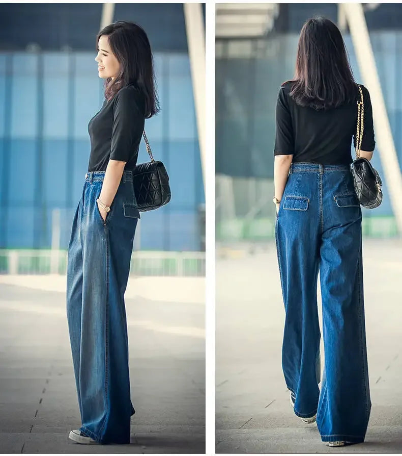 Oversize Baggy Wide Leg Jeans Women Streetwear Wash High Waist