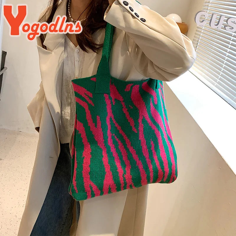 Knitting Soft Fabric Shoulder Bag Pattern Tote Hobos