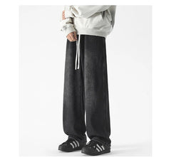 Men's Fleece Thickened Warm Jeans Baggy Straight Fashion Casual