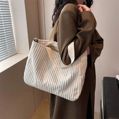 Solid Soft Corduroy Handbags Shoulder Side Bag Vintage