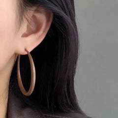 Classic Smooth Exquisite Brown Big Circle Hoop Earrings