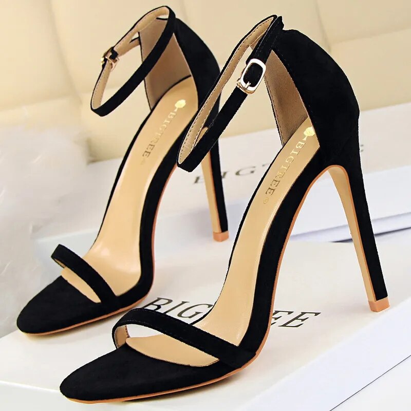 Shoes Summer Sandals Suede Hollow High Heels Stiletto