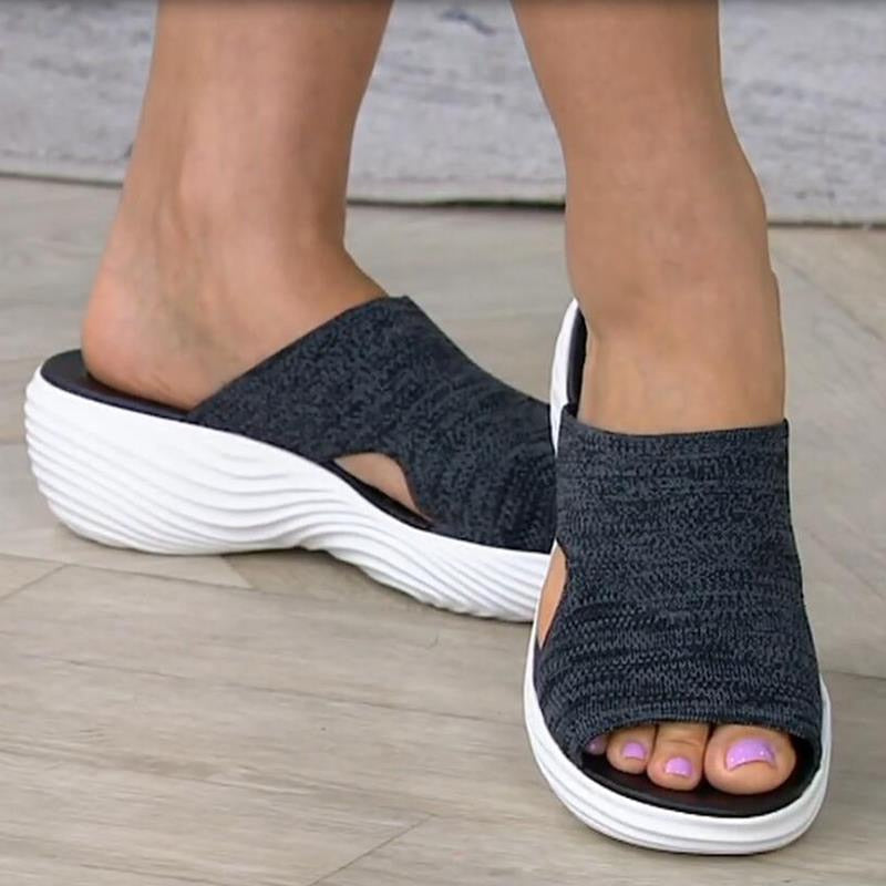 Women Casual Beach Slippers Stretch Sandals Female Open Toe